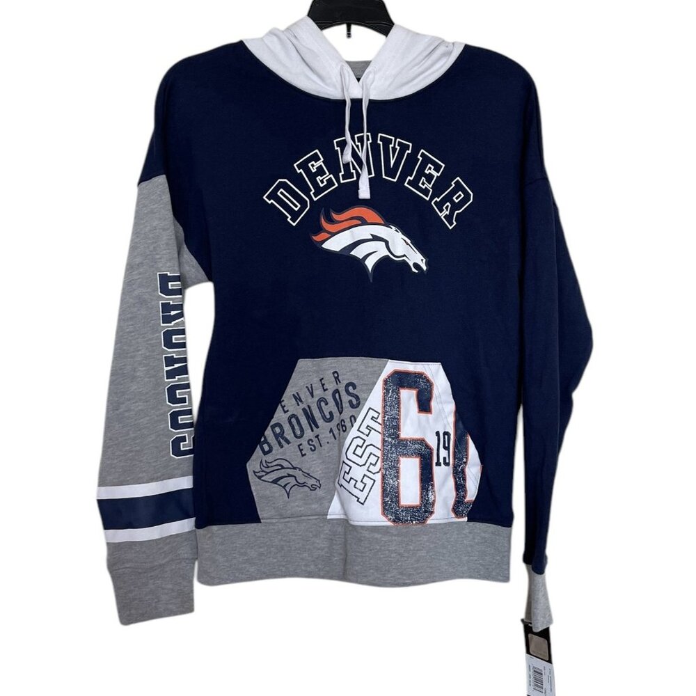 Denver Broncos‎ Sweatshirt Hoodie Juniors Size Small 3-5 Blue Football Pocket